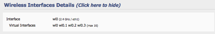 Wireless Interfaces details