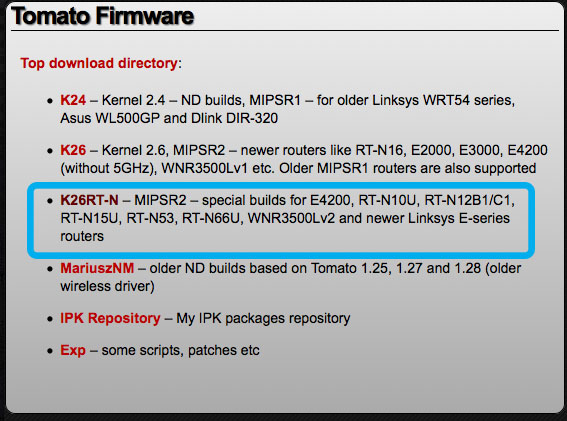 Shibby Website to download Tomato Firmware